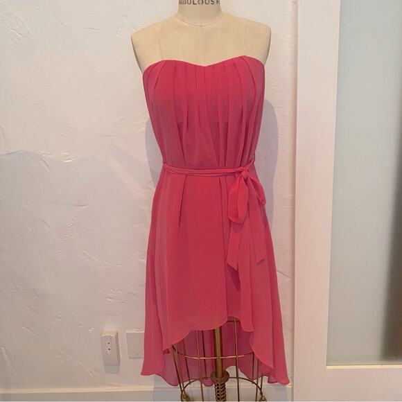 Lavender Brown Dresses & Skirts - Lavender brown Barbie pink strapless high low dress M